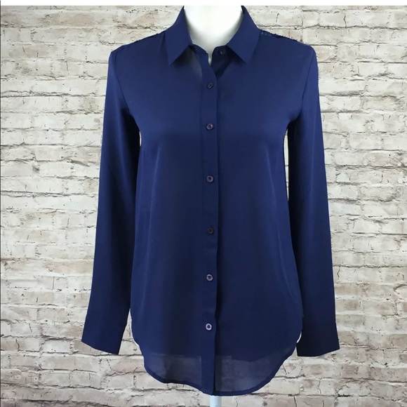 Urban Outfitters Blue Sheer Button Up Blouse - Picture 7 of 8